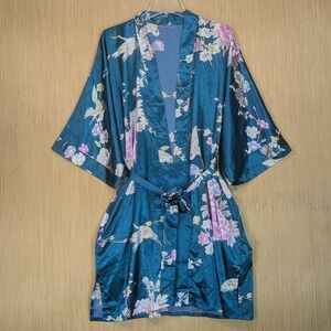 Kim+Ono Floral Crane Kimono Robe One Women's One Size Comfort Lounge Silky Soft